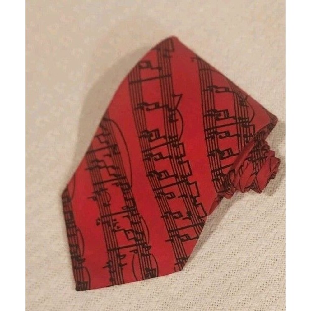 Utopia Necktie Red Music Tie Novelty Musical Notes Mens Tie -55x4